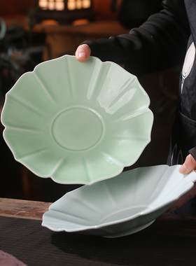 景德镇陶瓷盘家用釉下彩果盘商用酒店冷菜盘意境菜盘子干果盘仿宋