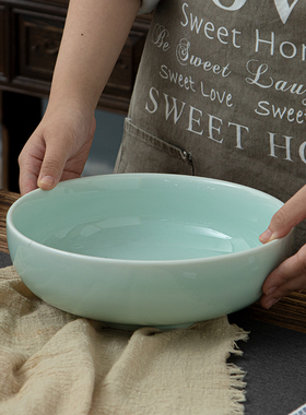 景德镇简约新中式影青圆形米饭碗汤碗面碗沙拉碗酒店商用陶瓷餐具