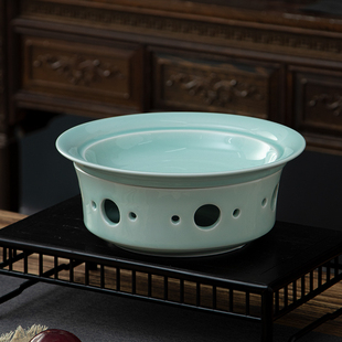 影青圆形加热陶瓷套炉酒店饭店明档菜创意特色餐具 景德镇新中式