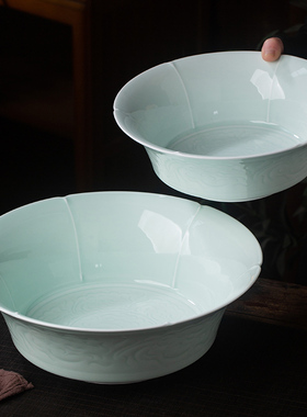 景德镇陶瓷家用汤碗仿宋青瓷大号面汤碗釉下餐具酒店餐厅宴会菜碗