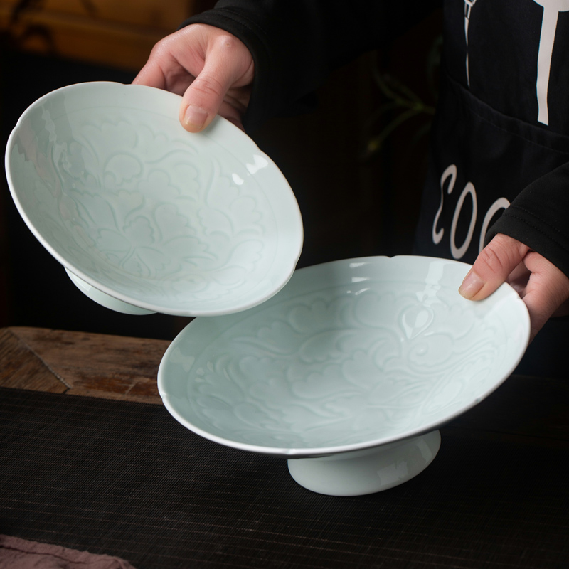 陶瓷高脚果盘中式仿宋酒店冷热盘