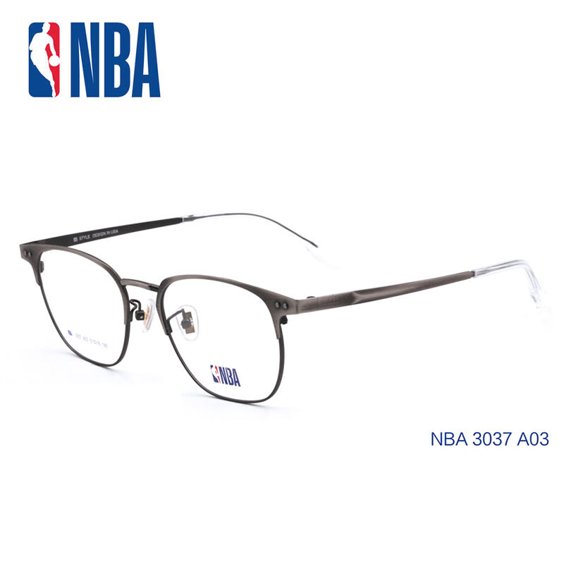 NBA3037 男女复古近视眼镜框架圆形文艺时尚金属黑金枪色潮流全框