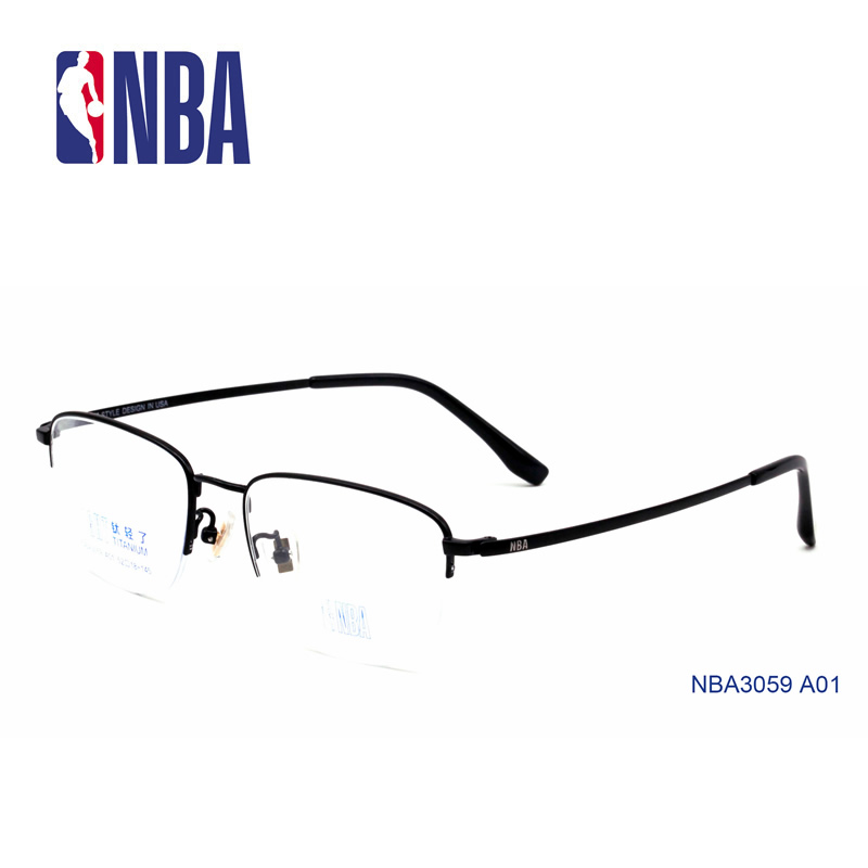 NBA3059 纯钛眼镜框架商务复古文艺超轻男女黑金色近视半框防蓝光