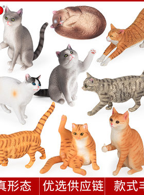 仿真动物猫咪模型实心波斯猫橘猫布偶猫田园猫索马里猫蓝猫短毛猫