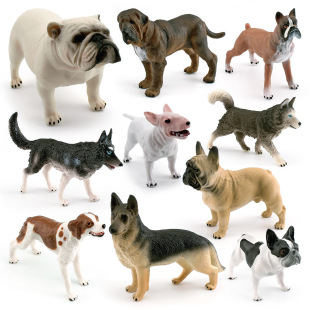 跨境仿真拳师犬哈士奇斗牛犬牛头梗牧羊犬纽波利顿犬模型静态摆件