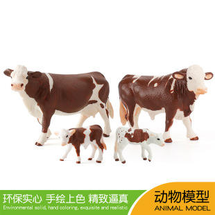 跨境热卖仿真黄斑奶牛模型公牛母牛创意农场家禽场景实心静态摆件