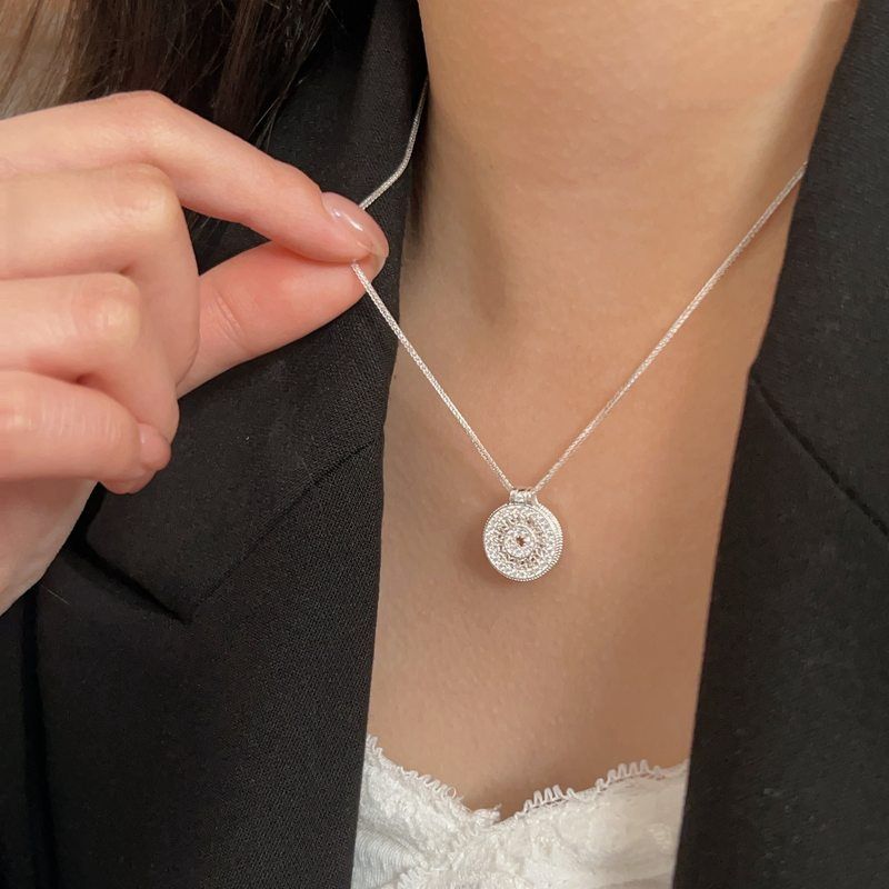 持恒S925纯银时来运转八宝罗盘项链女简约时尚复古锁骨链高级感潮