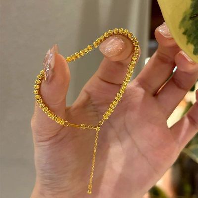 银竡源 S925纯银猫眼豆豆手链女感车花珠小红书款显白手饰品批发