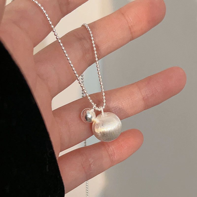 持恒S925纯银几何拉丝圆球项链女简约时尚森系百搭毛衣链高级感潮