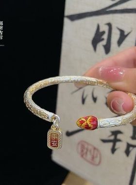 足银999.9新中式实心莲花莲蓬女