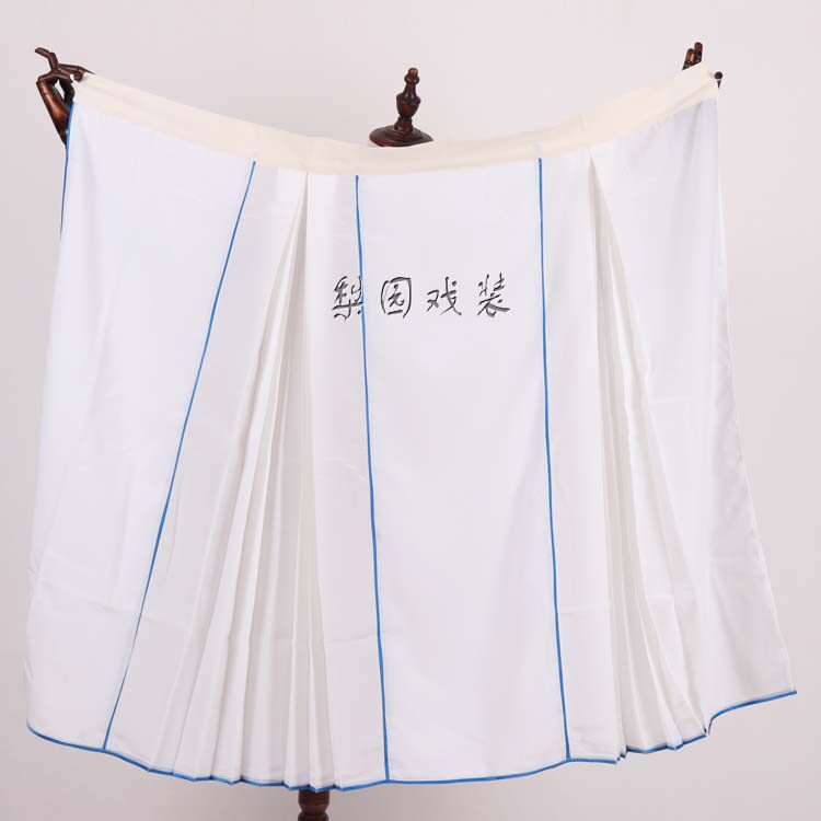 京剧服装  戏曲百褶裙王宝钏青衣白素镶蓝边裙子 昆曲古装大腰包