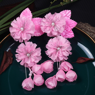 新款专业戏曲头花鬓花京越剧青衣花旦小旦丫鬟耳边花双朵头饰绢花