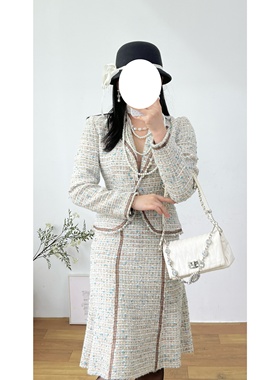 昭和复古风灰色立体剪裁杂色编织弧形下摆分体vintage古着套裙女