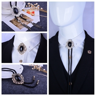 复古领针个性 欧美新款 TIE BOLO 领带配饰 潮男黑宝石波洛领带领结