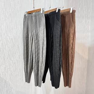 棉裤 褶皱一生菱格绗缝夹棉休闲裤 宽松显瘦纯色萝卜裤 新款 2025冬季