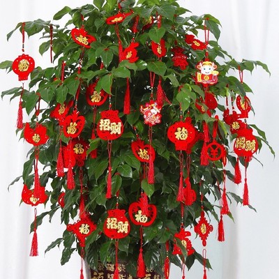 新年植绒小灯笼挂饰盆景装饰室内场景布置春节元旦创意迷你小挂件