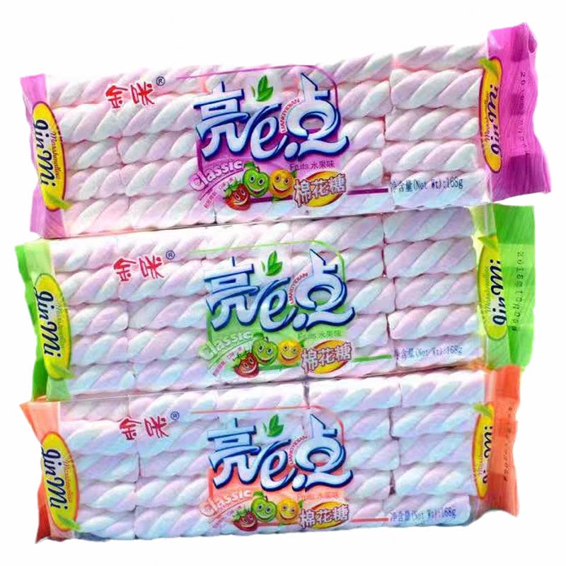 亮点彩色棉花糖零食烘焙蛋糕装饰牛轧糖雪花酥原料麻花棉花糖批发