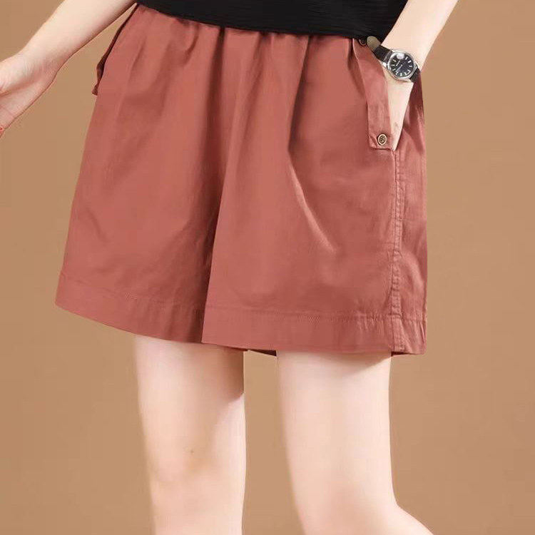 休闲短裤女2026年夏季薄款纯棉大码高腰宽松运动裤外穿百搭阔腿裤