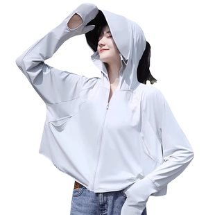 冰丝防晒衣女2026夏季新款宽松时尚夏天黑胶大帽檐防晒服短款外套