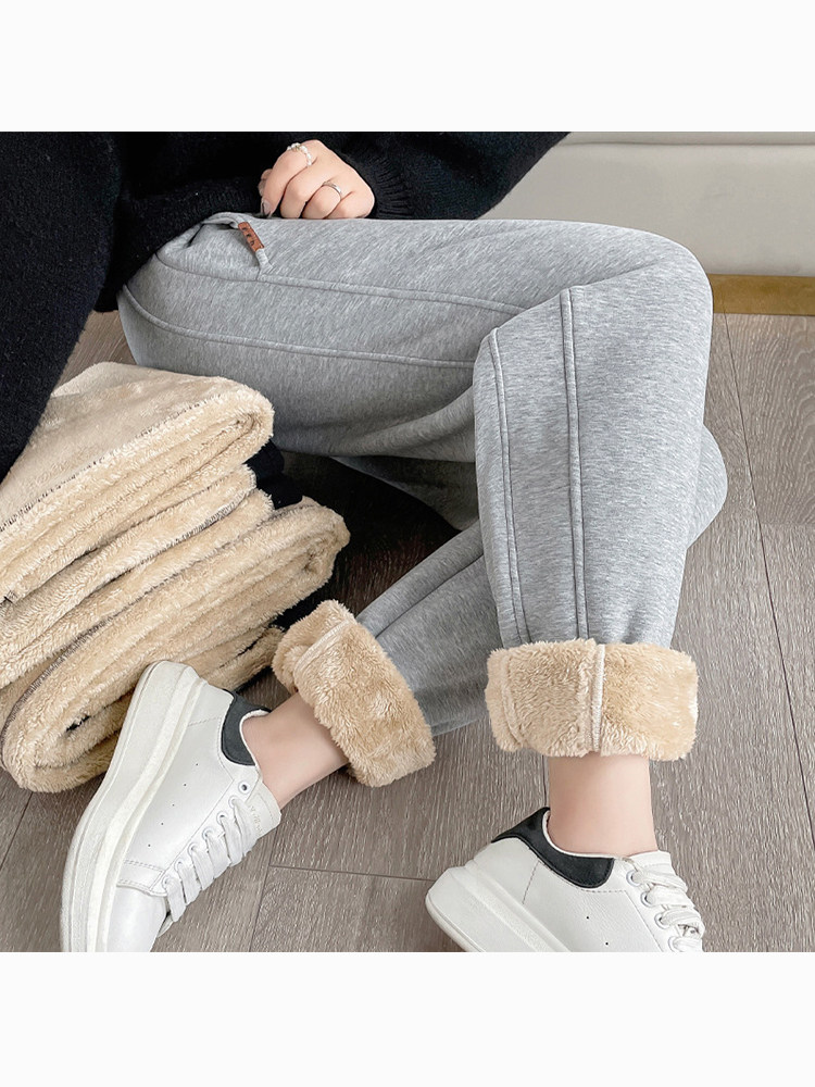 丝绒加厚运动裤女士秋冬2025新款休闲修身高腰保暖裤外穿打底裤