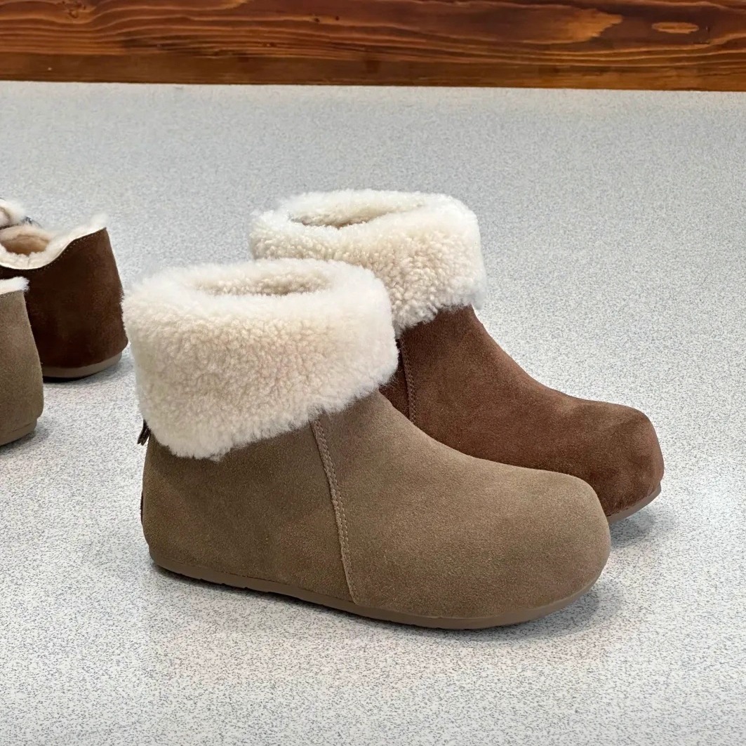 两穿法雪地靴女冬2025年新款森系复古羊羔毛毛短靴加绒棉鞋子
