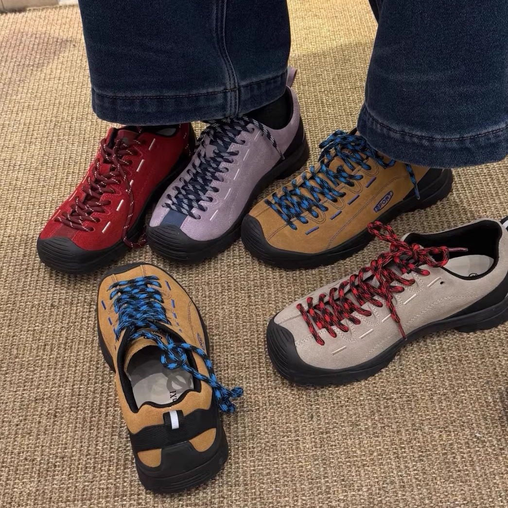 户外休闲登山鞋女真皮春季新款复古拼色系带圆头舒适徒步鞋运动鞋