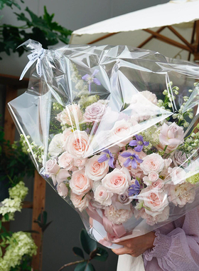 高透花束防尘袋透明花束花篮套袋防雨防水防尘玻璃纸保护袋包装纸