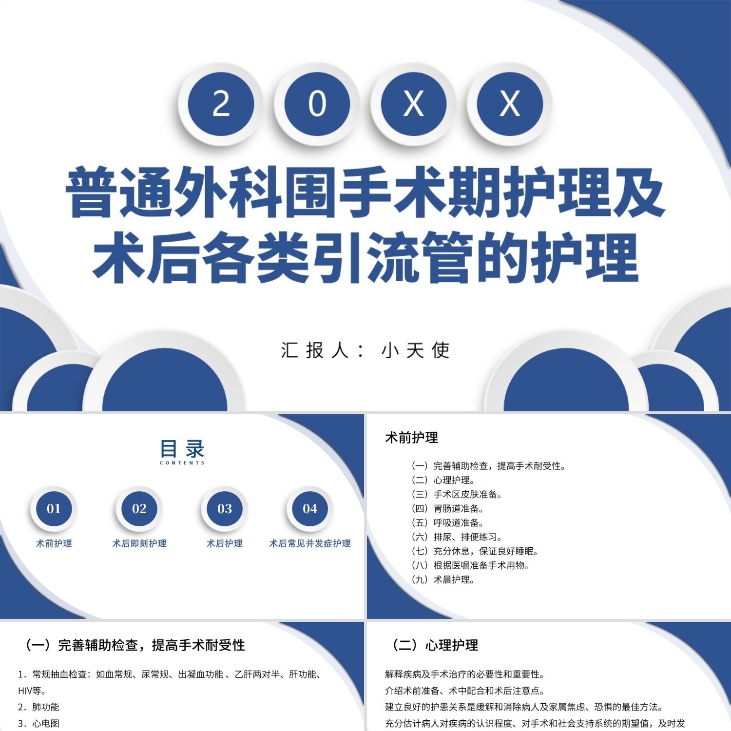 PPT模板蓝色商务风护理质控工作汇报普通外科围手术期护理PPT模
