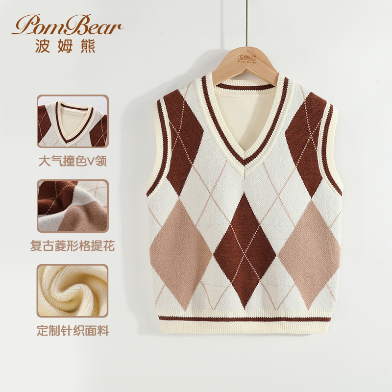 儿童针织马甲波姆熊春秋