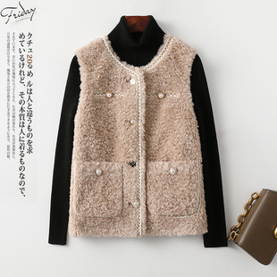 今年流行特惠小香羊剪绒羊羔毛皮草外套马甲女短款背心复合皮毛