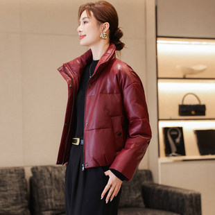 今年流行特惠高端真皮羽绒服女短款面包领海宁绵羊皮皮衣鹅绒服