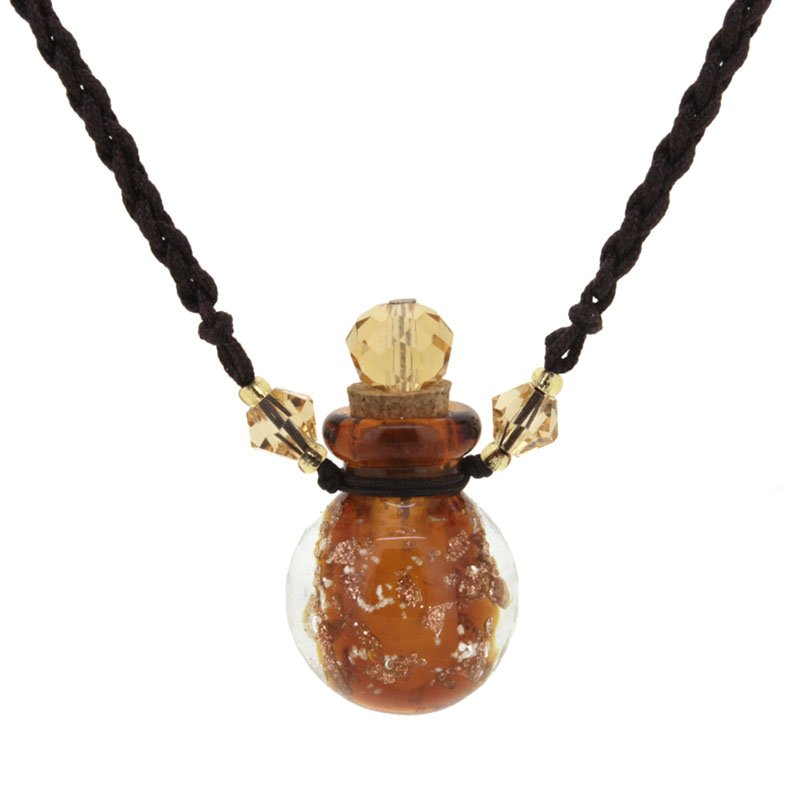 原创夜光琉璃朱砂闻香精油瓶项链