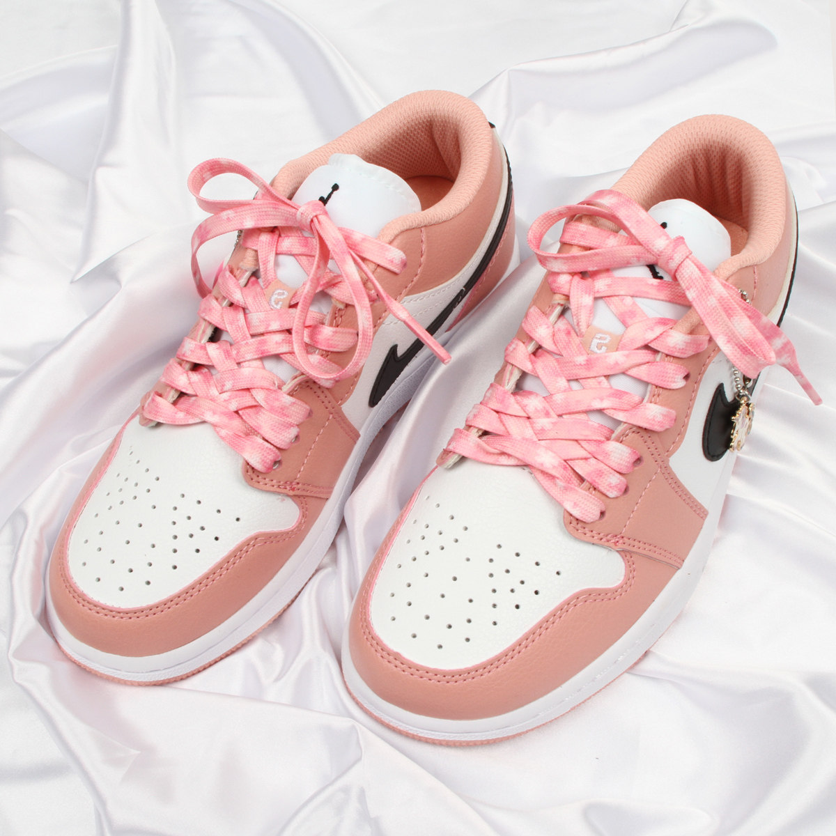 拓修原创适配af1空军一号aj1 low 北极粉 樱花雨系列shadow扁鞋带