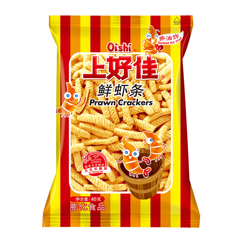 上好佳鲜虾条40g/袋膨化薯条鲜虾片大礼包薯片休闲办公室小零食