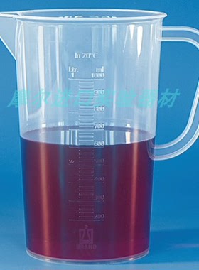BRAND普兰德刻度烧杯塑料PP2000ml蓝色分刻度50ml 带把手 BR40812