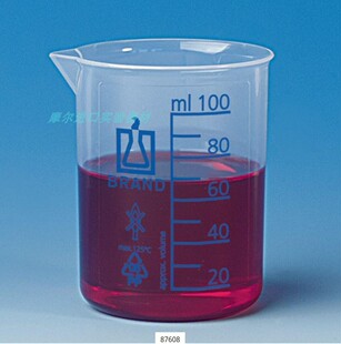 BRAND普兰德刻度烧杯塑料PP500ml蓝色分刻度50ml 带把手 BR87616