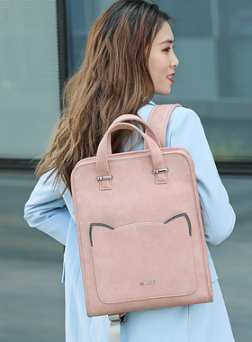 好看的新款双肩女包电脑包14寸女ins风适用苹果air小米13.3华为惠普华硕联想小新15.6寸粉笔记本蓝色戴尔背包