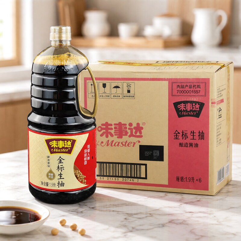 味事达金标生抽1.9L*6瓶/商用整箱凉拌菜酿造特级味极鲜生抽酱油