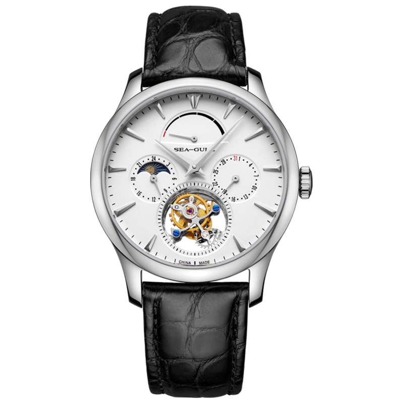 海鸥手表多功能手动机械表陀飞轮