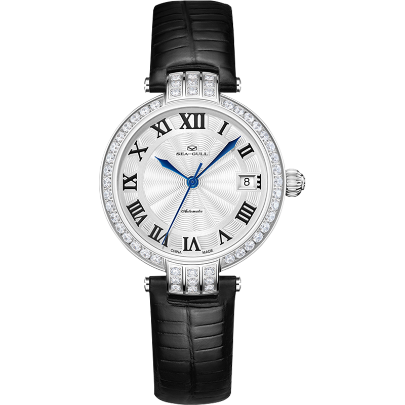 海鸥表女士手表轻奢小众自动机械表气质镶钻女表皮带腕表752L