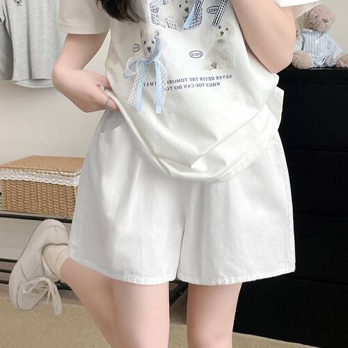 女童白色工装阔腿五分短裤薄款