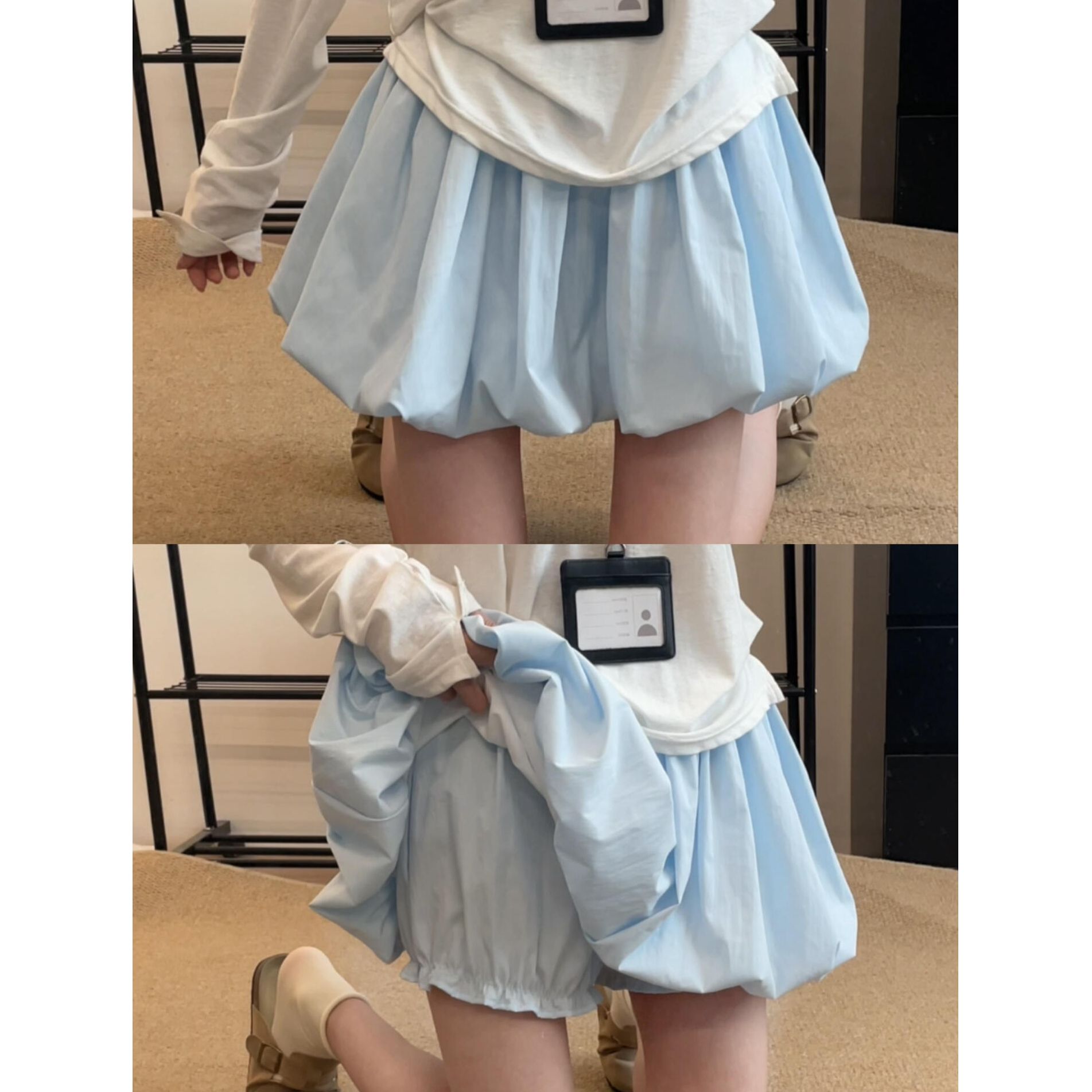 女童夏季花苞灯笼遮胯半身裙图片