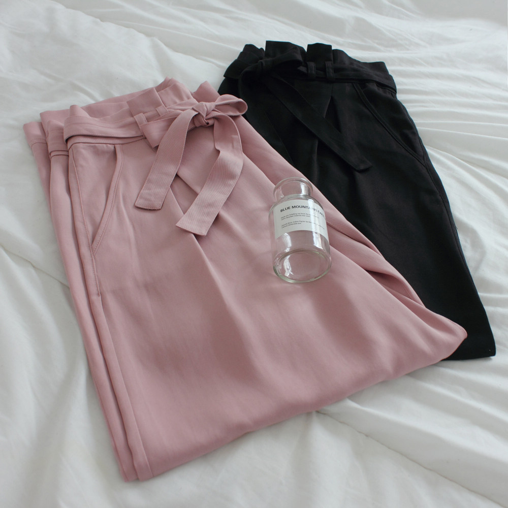 舒服到家了 复古高腰花苞系带女9分阔腿裤休闲裤 定织天丝料