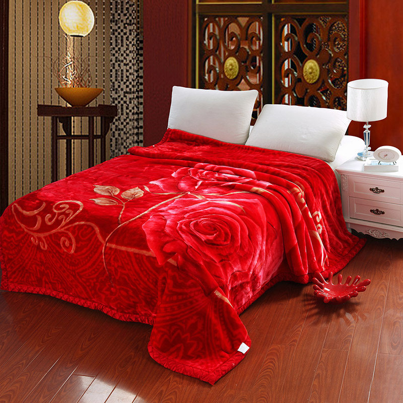 Raschel Blanket Wedding celebration double-deck thickening Siesta Single blanket Double marry Blanket bright red marry Autumn and winterin the Bedclothes , Leisure blanket/Woolen blanket/Carpet  category - from Buy2taobao.com to provide professional Taobao agent buy service
