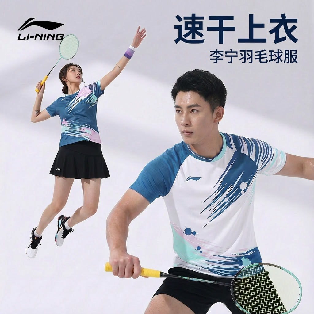 lining专业运动上衣排汗羽毛球服