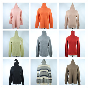C84外贸日单羊绒衫女长袖高领女装保暖毛衣山羊绒cashmere开司米