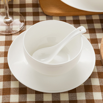 隆达骨瓷餐具套装轻奢高级感纯白碗盘子菜盘家用高级简约纯色餐具