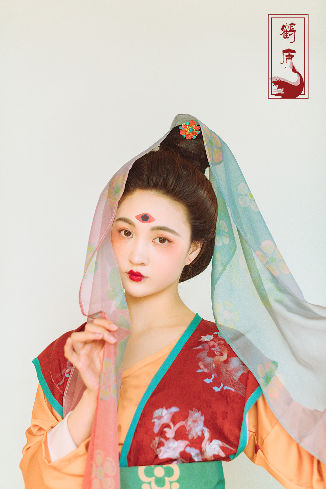 [화록한복] - 당나라 기마토기 인형 복원 반팔 양팔치마 - [조우]
