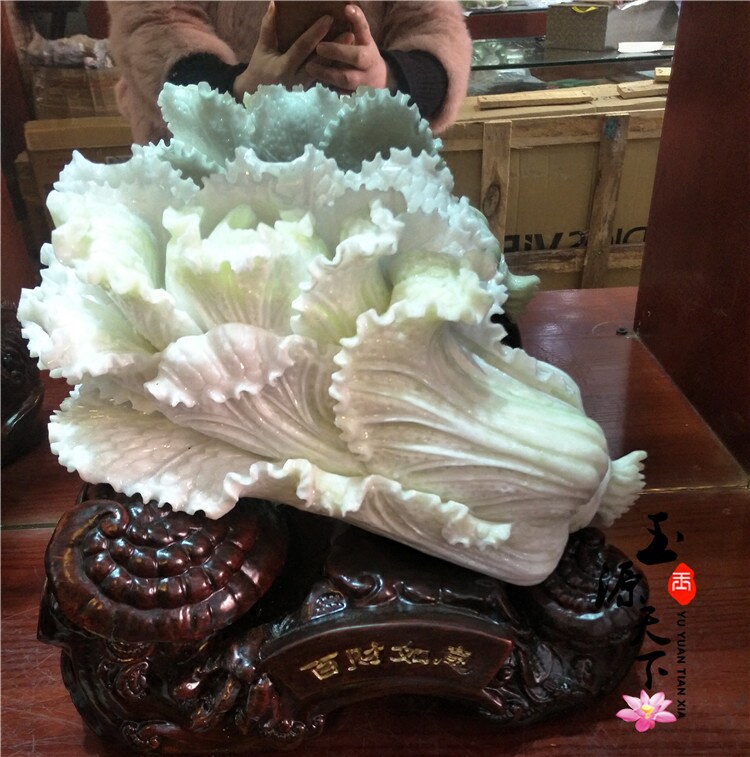 天然玉白菜摆件招财岫玉白菜摆件客厅开业礼品玉石家居装饰品摆件