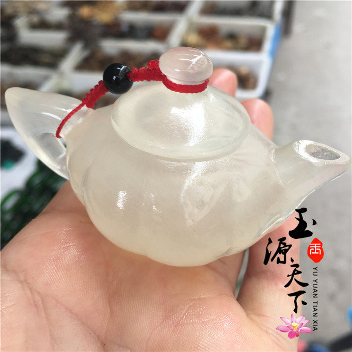 天然冰种阿富汗蚕丝玉南瓜小酒壶小茶壶手把件品味壶把玩壶包邮